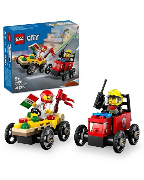 LEGO City Pizza Arabası İtfaiye Kamyonuna Karşı Yarış Arabası Paketi 60458